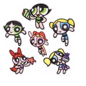 LOT of 6 Powerpuff Girls Iron on  patches embroidered new power puff girl Patch